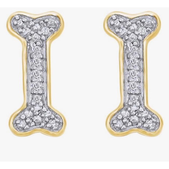 Natural Diamond Dog Bone Earrings - Picture 9 of 10